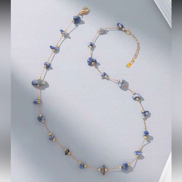 L Blue stone Necklace A1432 - Picture 1 of 4